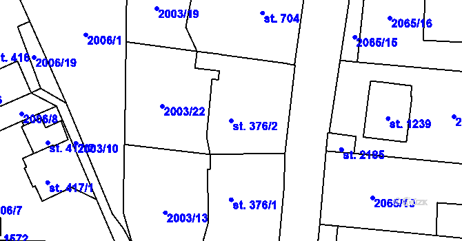 Parcela st. 376/2 v KÚ Ledeč nad Sázavou, Katastrální mapa