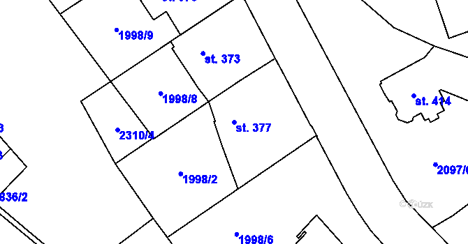 Parcela st. 377 v KÚ Ledeč nad Sázavou, Katastrální mapa