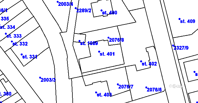Parcela st. 401 v KÚ Ledeč nad Sázavou, Katastrální mapa