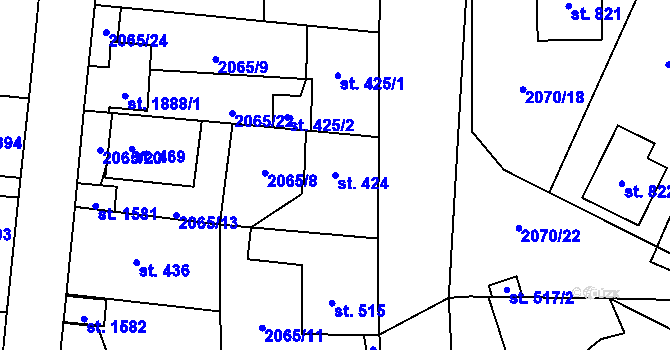 Parcela st. 424 v KÚ Ledeč nad Sázavou, Katastrální mapa