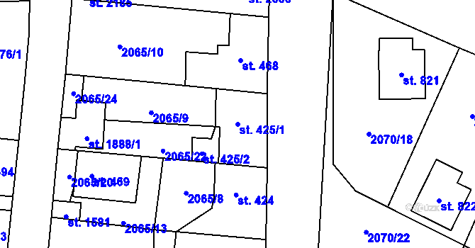 Parcela st. 425/1 v KÚ Ledeč nad Sázavou, Katastrální mapa