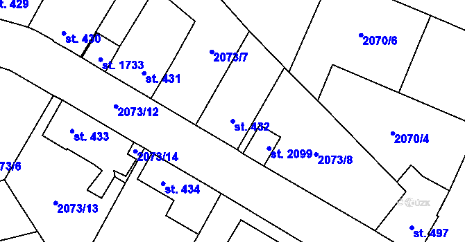 Parcela st. 432 v KÚ Ledeč nad Sázavou, Katastrální mapa