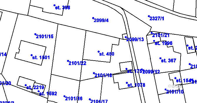 Parcela st. 450 v KÚ Ledeč nad Sázavou, Katastrální mapa