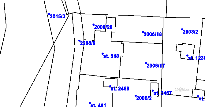 Parcela st. 518 v KÚ Ledeč nad Sázavou, Katastrální mapa