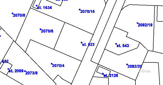 Parcela st. 522 v KÚ Ledeč nad Sázavou, Katastrální mapa