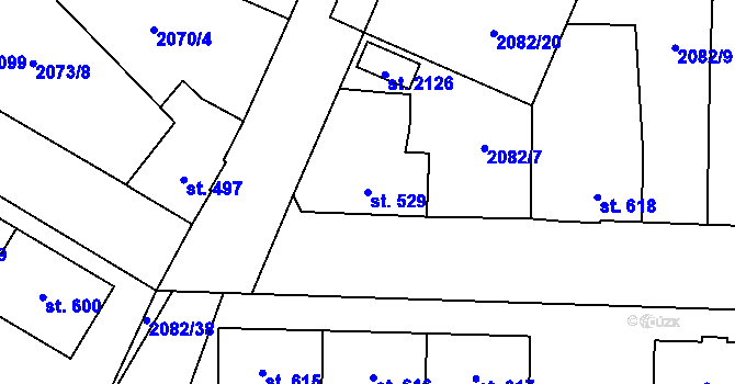 Parcela st. 529 v KÚ Ledeč nad Sázavou, Katastrální mapa