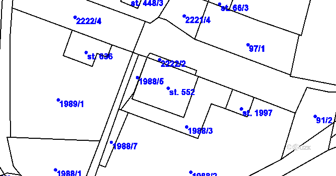 Parcela st. 552 v KÚ Ledeč nad Sázavou, Katastrální mapa