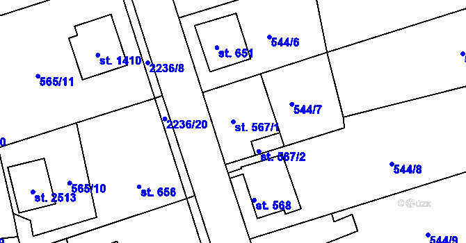Parcela st. 567/1 v KÚ Ledeč nad Sázavou, Katastrální mapa