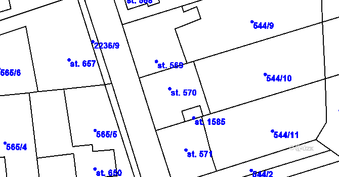 Parcela st. 570 v KÚ Ledeč nad Sázavou, Katastrální mapa