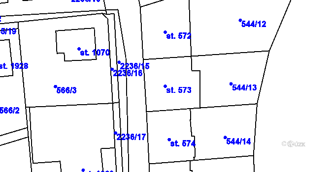 Parcela st. 573 v KÚ Ledeč nad Sázavou, Katastrální mapa