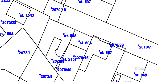 Parcela st. 604 v KÚ Ledeč nad Sázavou, Katastrální mapa
