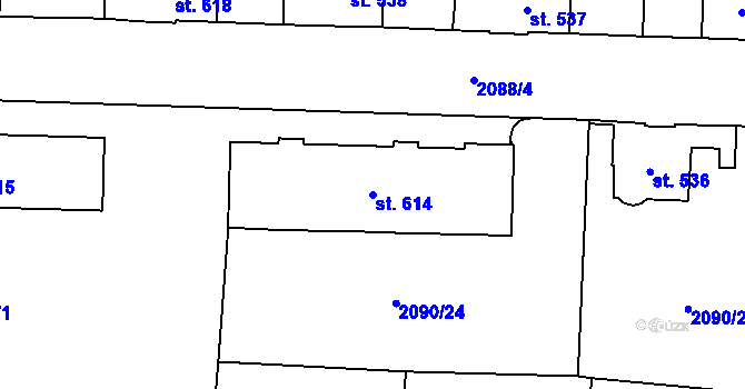 Parcela st. 614 v KÚ Ledeč nad Sázavou, Katastrální mapa