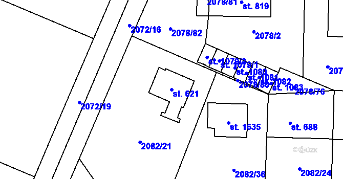 Parcela st. 621 v KÚ Ledeč nad Sázavou, Katastrální mapa
