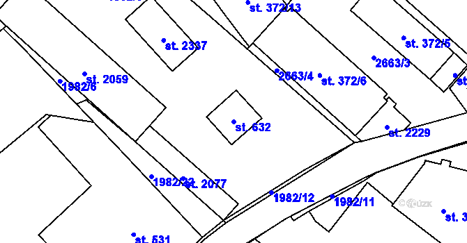 Parcela st. 632 v KÚ Ledeč nad Sázavou, Katastrální mapa