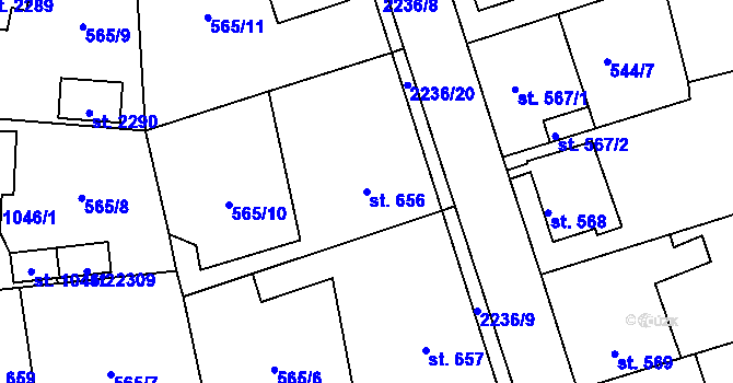 Parcela st. 656 v KÚ Ledeč nad Sázavou, Katastrální mapa