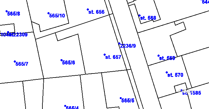 Parcela st. 657 v KÚ Ledeč nad Sázavou, Katastrální mapa
