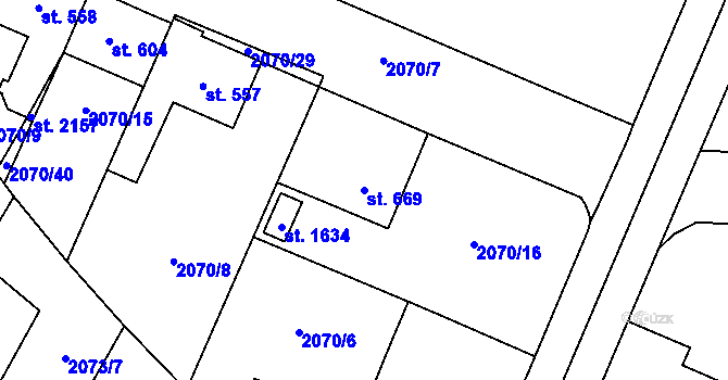 Parcela st. 669 v KÚ Ledeč nad Sázavou, Katastrální mapa