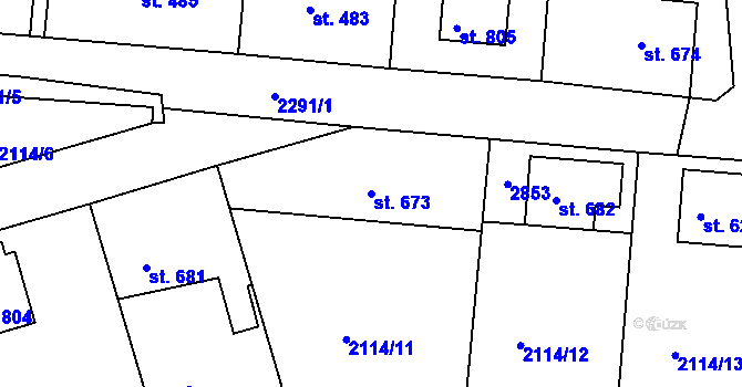 Parcela st. 673 v KÚ Ledeč nad Sázavou, Katastrální mapa