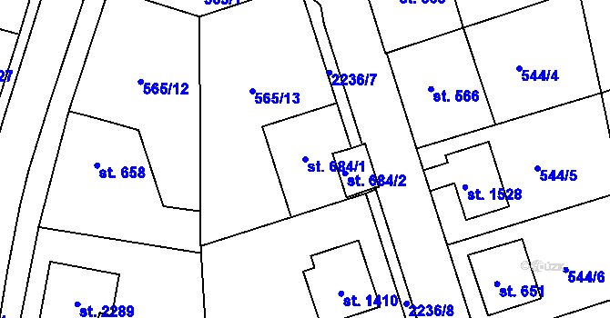 Parcela st. 684/1 v KÚ Ledeč nad Sázavou, Katastrální mapa
