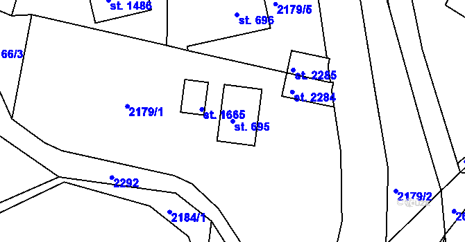 Parcela st. 695 v KÚ Ledeč nad Sázavou, Katastrální mapa
