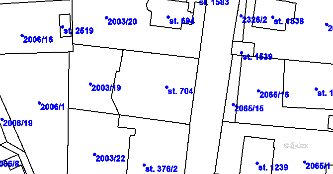 Parcela st. 704 v KÚ Ledeč nad Sázavou, Katastrální mapa
