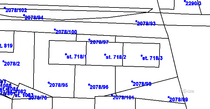 Parcela st. 718/2 v KÚ Ledeč nad Sázavou, Katastrální mapa