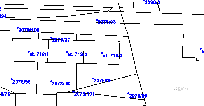 Parcela st. 718/3 v KÚ Ledeč nad Sázavou, Katastrální mapa