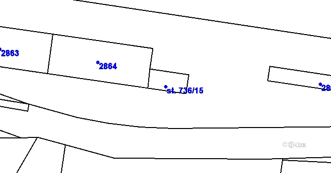 Parcela st. 736/15 v KÚ Ledeč nad Sázavou, Katastrální mapa