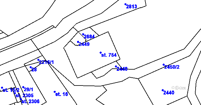 Parcela st. 754 v KÚ Ledeč nad Sázavou, Katastrální mapa