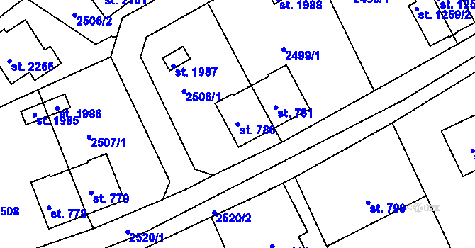 Parcela st. 780 v KÚ Ledeč nad Sázavou, Katastrální mapa