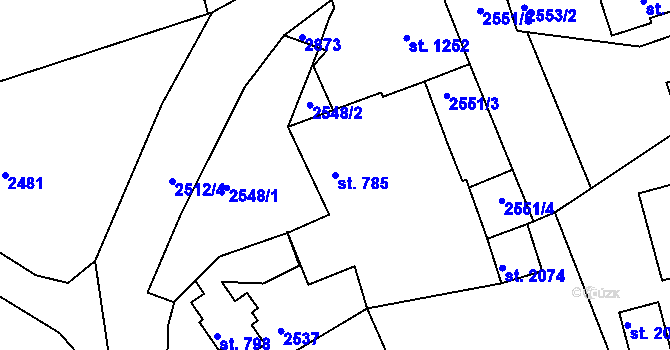 Parcela st. 785 v KÚ Ledeč nad Sázavou, Katastrální mapa