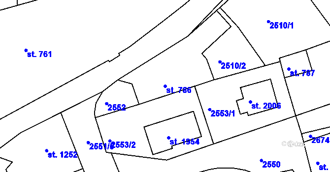 Parcela st. 786 v KÚ Ledeč nad Sázavou, Katastrální mapa