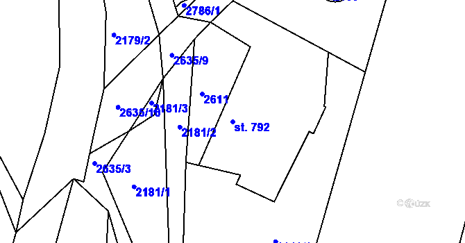 Parcela st. 792 v KÚ Ledeč nad Sázavou, Katastrální mapa