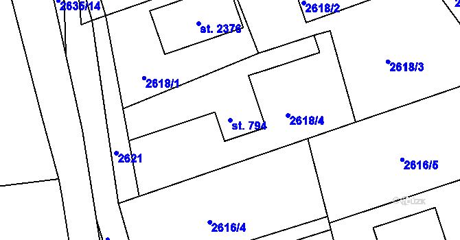 Parcela st. 794 v KÚ Ledeč nad Sázavou, Katastrální mapa