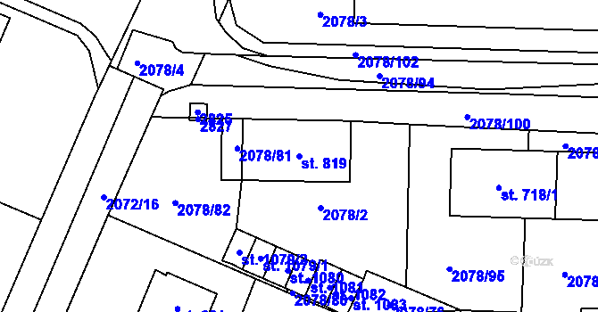 Parcela st. 819 v KÚ Ledeč nad Sázavou, Katastrální mapa