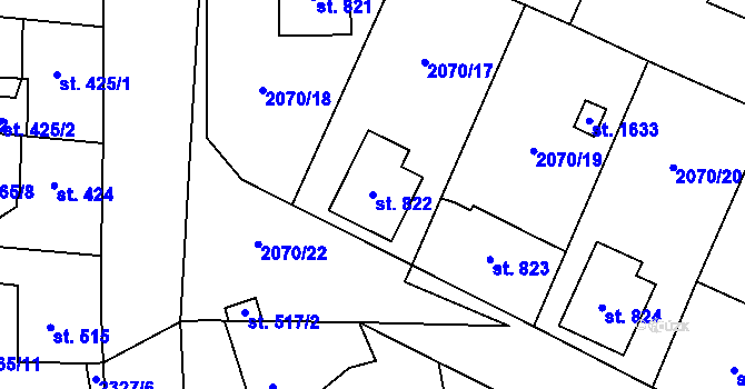 Parcela st. 822 v KÚ Ledeč nad Sázavou, Katastrální mapa