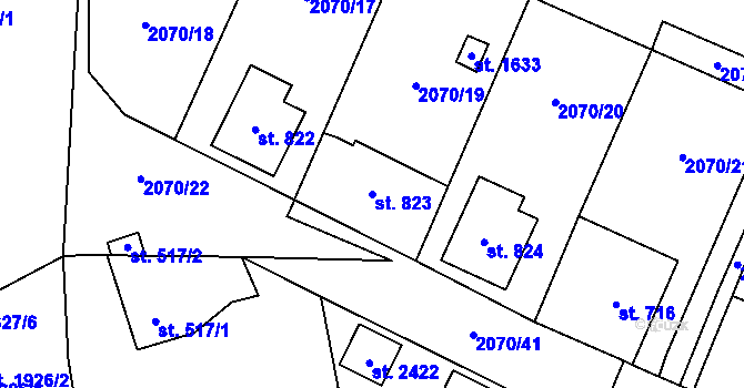 Parcela st. 823 v KÚ Ledeč nad Sázavou, Katastrální mapa