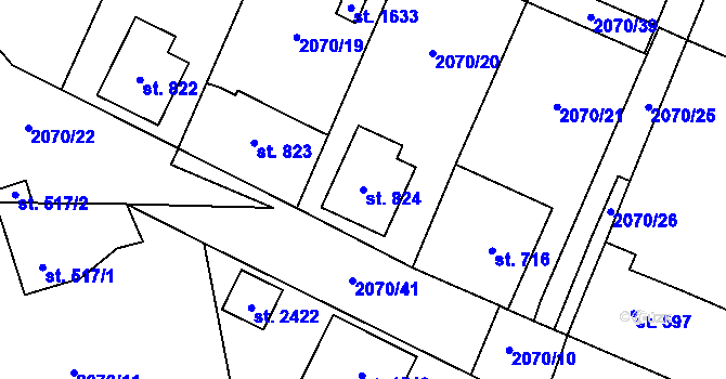 Parcela st. 824 v KÚ Ledeč nad Sázavou, Katastrální mapa