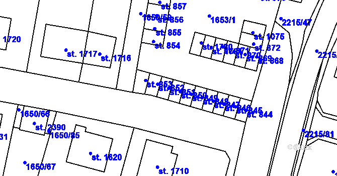 Parcela st. 851 v KÚ Ledeč nad Sázavou, Katastrální mapa