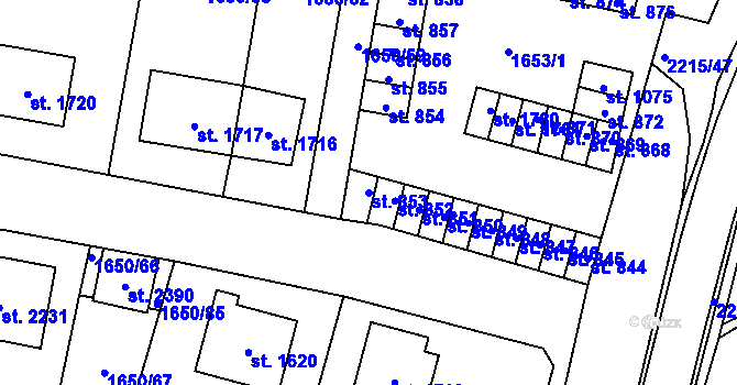 Parcela st. 853 v KÚ Ledeč nad Sázavou, Katastrální mapa