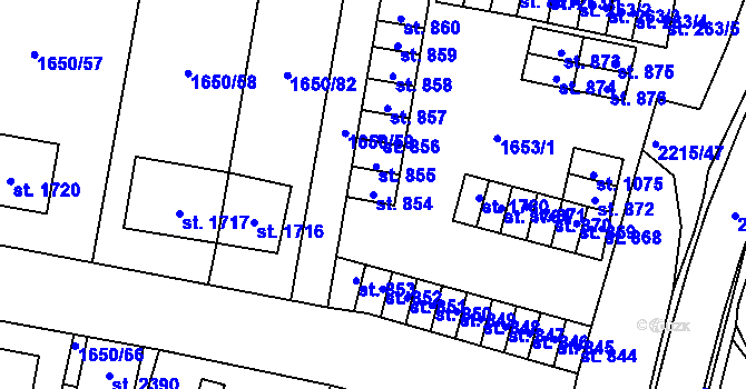 Parcela st. 854 v KÚ Ledeč nad Sázavou, Katastrální mapa