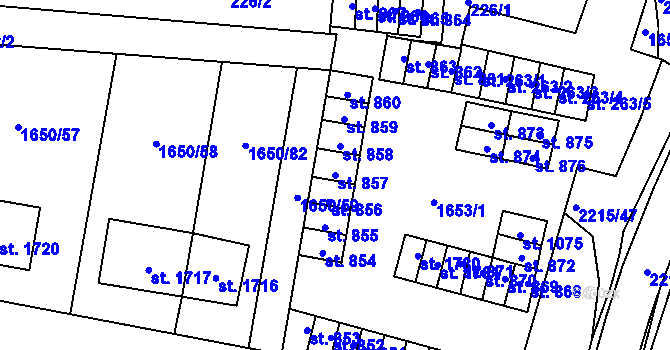 Parcela st. 857 v KÚ Ledeč nad Sázavou, Katastrální mapa