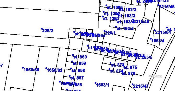 Parcela st. 863 v KÚ Ledeč nad Sázavou, Katastrální mapa