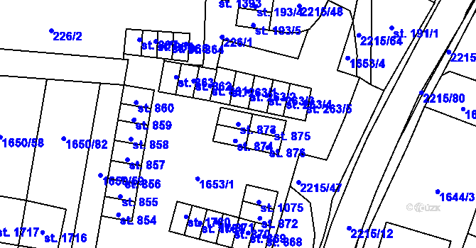 Parcela st. 873 v KÚ Ledeč nad Sázavou, Katastrální mapa