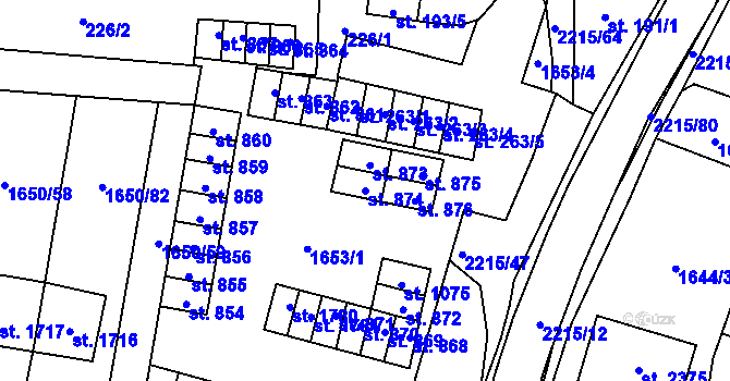 Parcela st. 874 v KÚ Ledeč nad Sázavou, Katastrální mapa