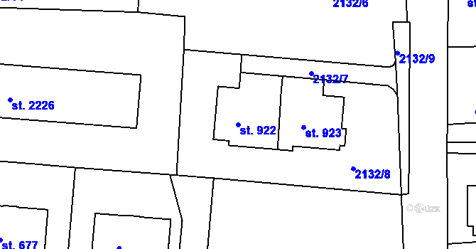 Parcela st. 922 v KÚ Ledeč nad Sázavou, Katastrální mapa