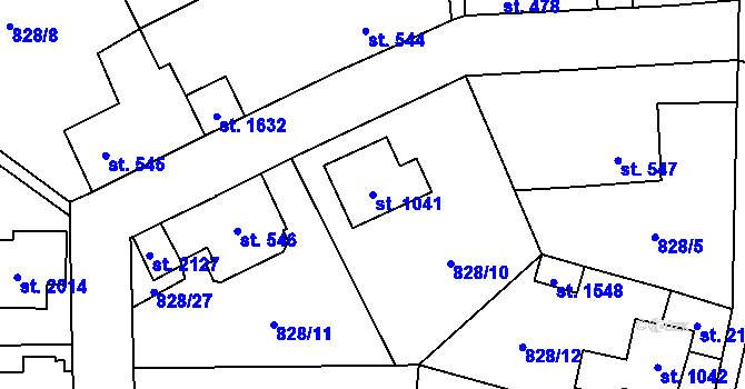 Parcela st. 1041 v KÚ Ledeč nad Sázavou, Katastrální mapa