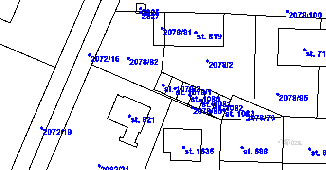 Parcela st. 1079/2 v KÚ Ledeč nad Sázavou, Katastrální mapa