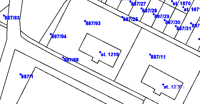 Parcela st. 1219 v KÚ Ledeč nad Sázavou, Katastrální mapa