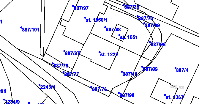 Parcela st. 1222 v KÚ Ledeč nad Sázavou, Katastrální mapa